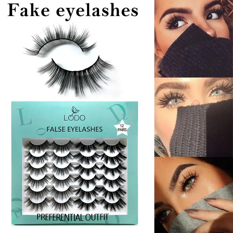 12 Pairs Faux 3D Mink Wimpers Natuurlijke Lange Valse Wimpers Dramatische Volume Fake Lashes Make Uitbreiding Wimpers