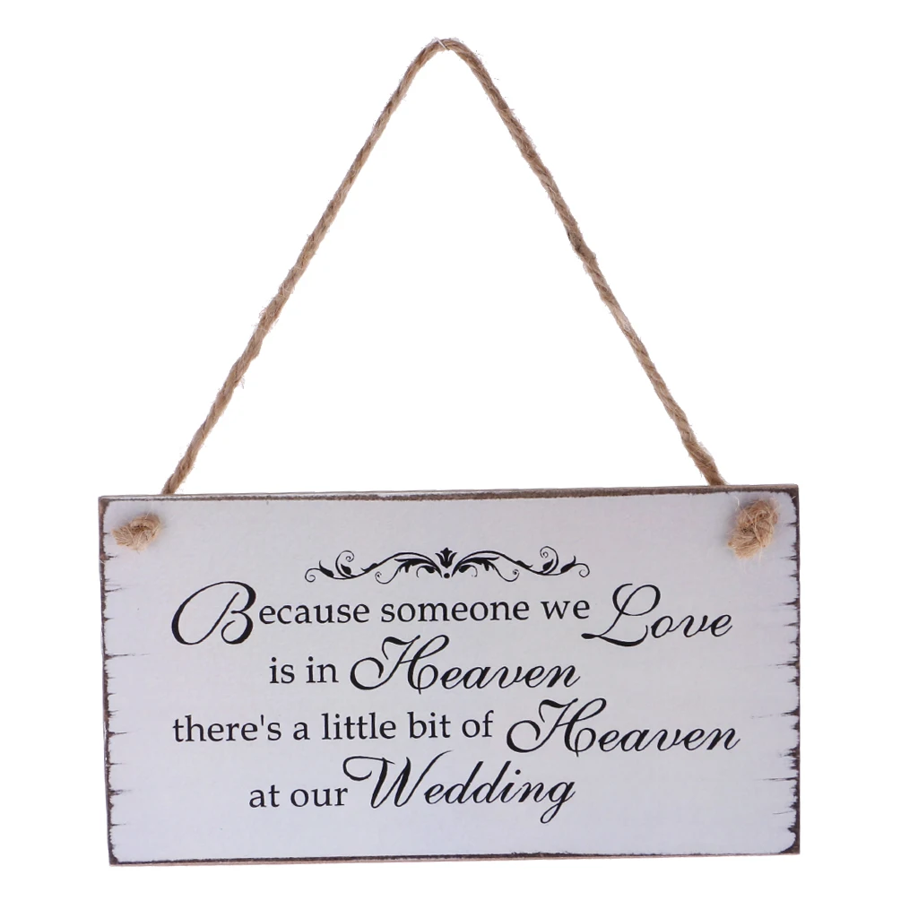 Colgante placa de madera signo conmemorativo boda tablero de compromiso boda accesorio decoración porque alguien que amo está en el cielo
