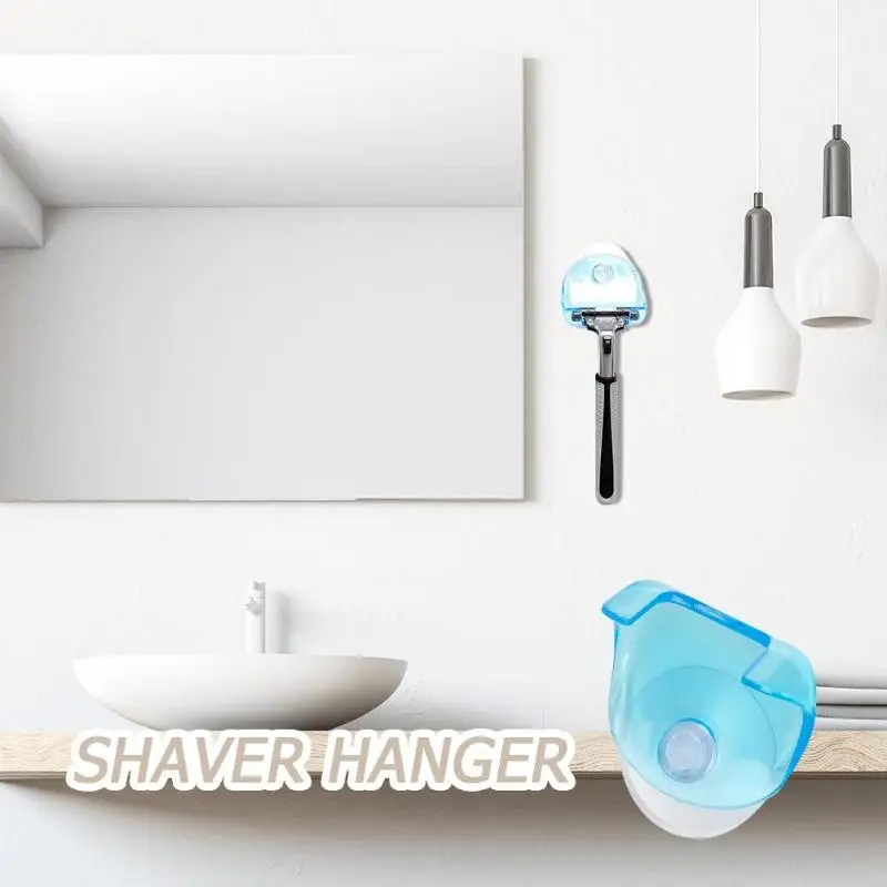 

1pc Clear Blue Plastic Super Suction Cup Razor Rack Bathroom Razor Holder Suction Cup Shaver Storage Rack