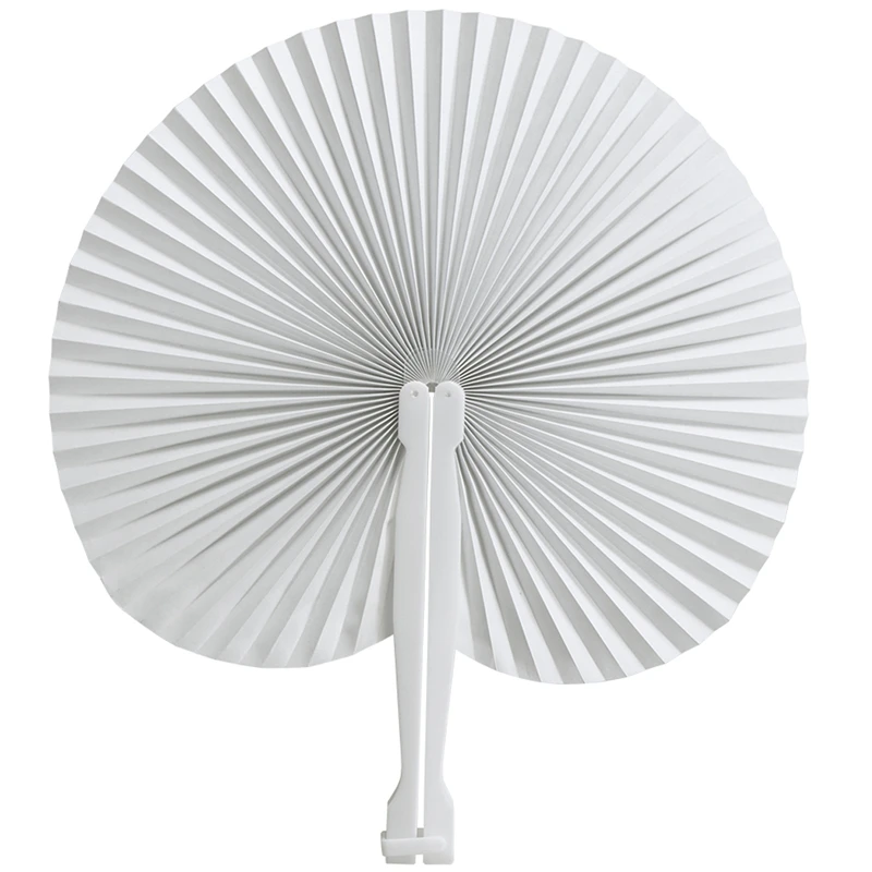 

12pcs/set White Circular Paper Fan White Paper Folding Advertising Group Diy Small Round Fan