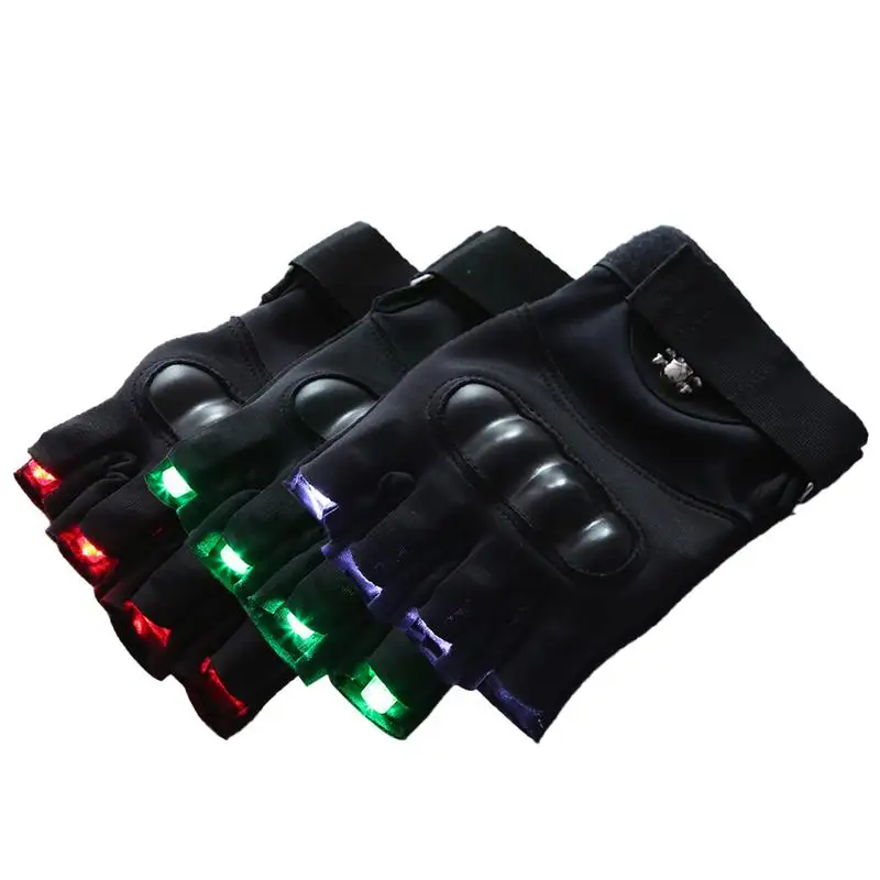 Наполовину пальцевые лазерные перчатки с зелеными огнями светодиодный светящиеся перчатки с жесткими костяшками пальцев для шоу сценического представления бар танцевальный клуб DJ