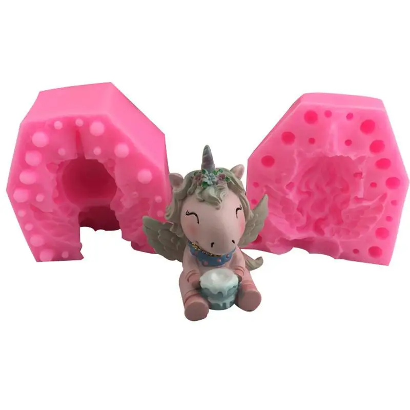 

Reusable 3D Unicorn Mould Silicon Baking Mould Lovely Decorative Plaster Handmade Soap Mold Cake Tools Kitchen Accessories