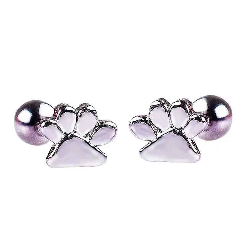

Stainless Steel Hypoallergenic Women Ear Korean Cute Cat Claw Earrings Kitten Footprints Earring Art Handmade Female Earrings