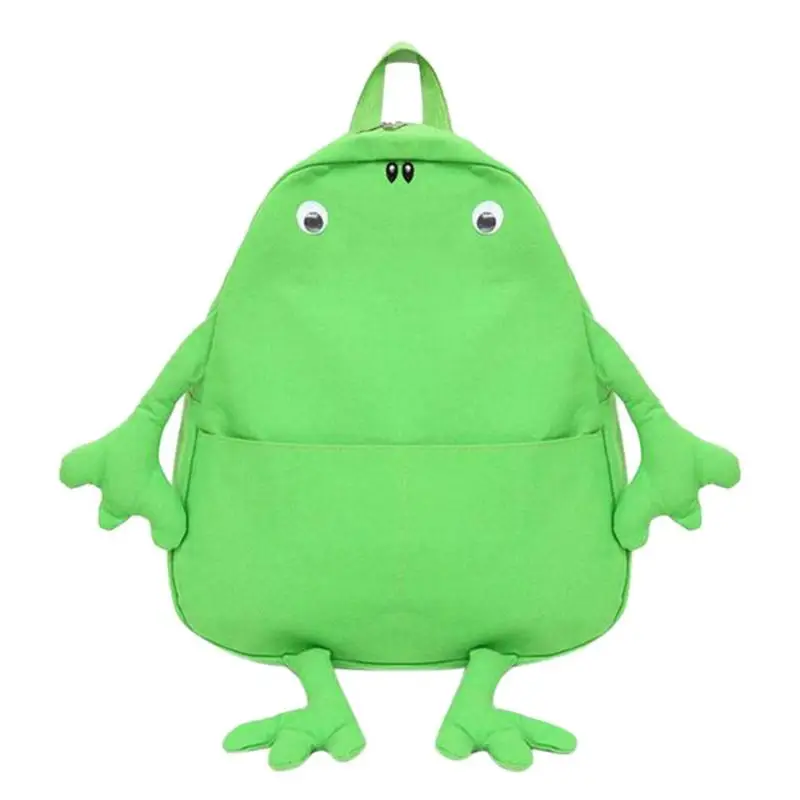 

Preppy Style Women Cute Backpacks Cartoon Frog Canvas bags Zipper Casual shoulder bag for Girls School Bags Shopping Rucksack