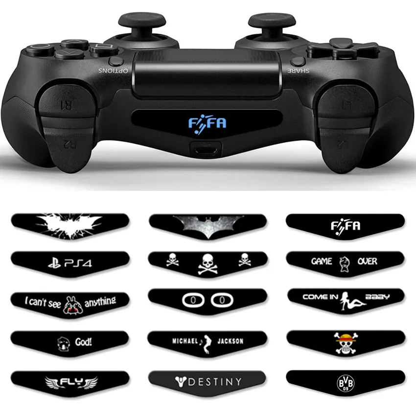 

2 PCS Fashion Game Vinyl Light bar Decal Protect Skin for Playstation 4 PS4 Slim PRO Controller LED Stickers