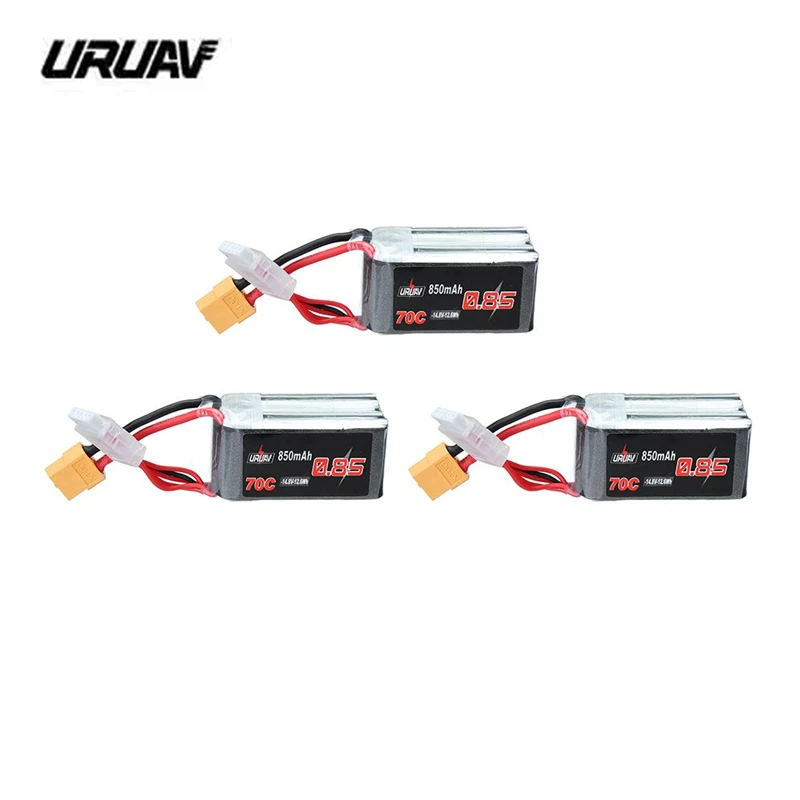 

3PCS URUAV 14.8V 850mAh 70C 4S Lipo Battery XT60 Plug for RC Drone FPV Racing Quadcopter Models Spare Part DIY Accessories