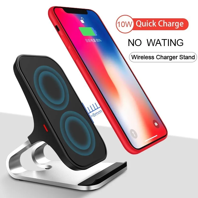 

10W Qi Wireless Charger Stand For iPhone X XS Max XR Fast Wireless Charging Dock For Samsung Galaxy S9 S10 Plus USB Charger