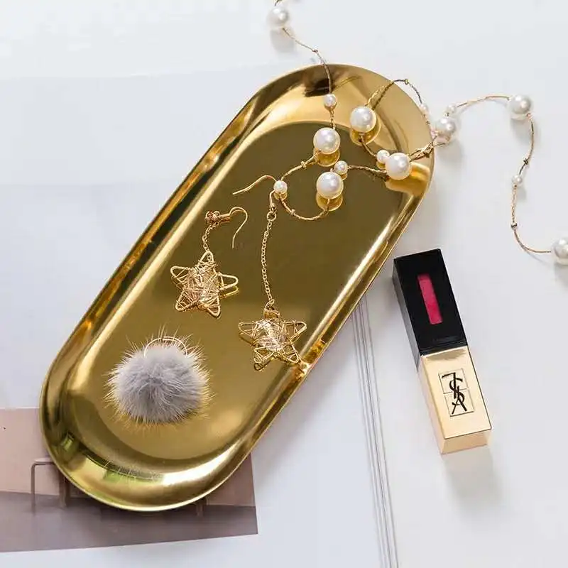 

Metal Storage Tray Jewelry Storage Fruit Bread Decorative Oval Display Durable Fruit Plate Jewelry Display Tray for Home