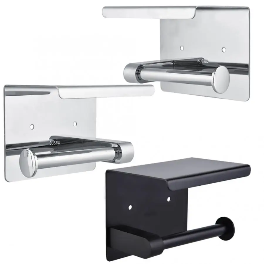 

1Pc Paper Phone Holder Wall Mount Tissue Roll Box Stand for Toilet Paper Phone Holder with Storage Shelf Rack