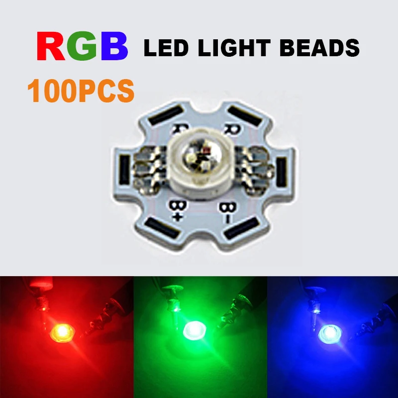 100x светодиодный COB Чип RGB красный зеленый синий круглый светильник чип с PCB DIY SMD
