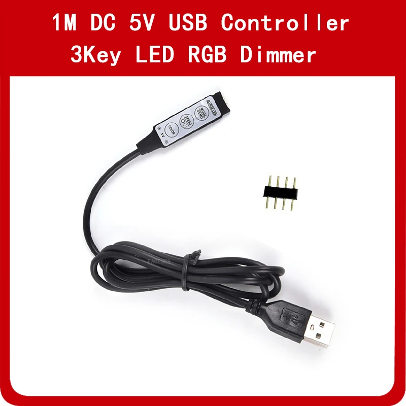 1 м DC 5 в USB LED RGB контроллер мини 3Key 4Pin пульт дистанционного управления диммер с