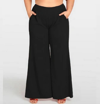 

OL Office Work Women Pants Loose Stretch Wide Leg Pants Solid High Waist Trousers Women Plus Size Pantalon Femme