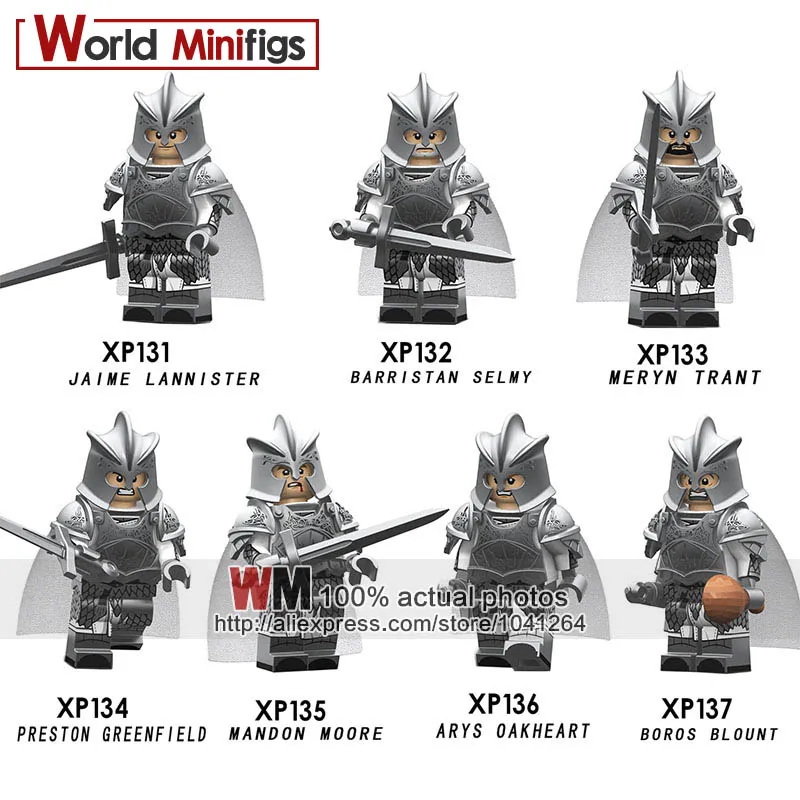 

20PCS/LOT Game of Thrones Silver-plated Version Mandon Moore Stark Selmy Ice and Fire Jaime Lannister Building Blocks Gifts Toys