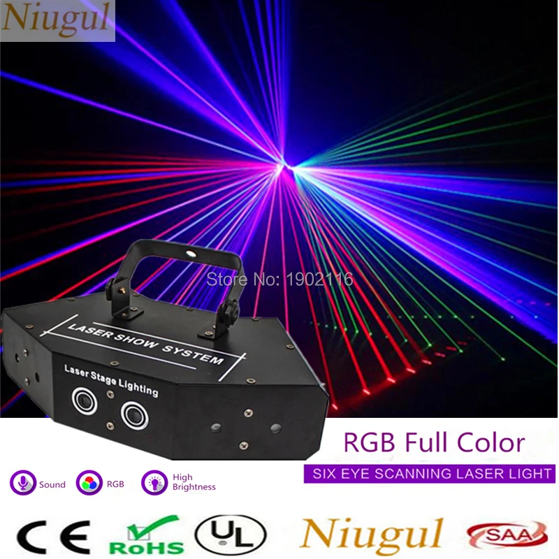 

6 Lens RGB Scan Laser/Laser Stage Lighting For DJ Disco Party KTV Nightclub And Dance Floor/Laser Show System/Beam Effect Lights