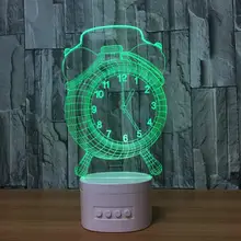 3D будильник с оптической иллюзией, видимый ночной Светильник 5 цветов с Bluetooth динамиком, светодиодная настольная лампа для Usb, детский подарок