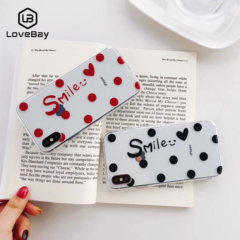 Lovebay Телефон чехол для iPhone 6 6s 7 8 Plus X XR XS Max милый мультфильм волна точка улыбка лицо