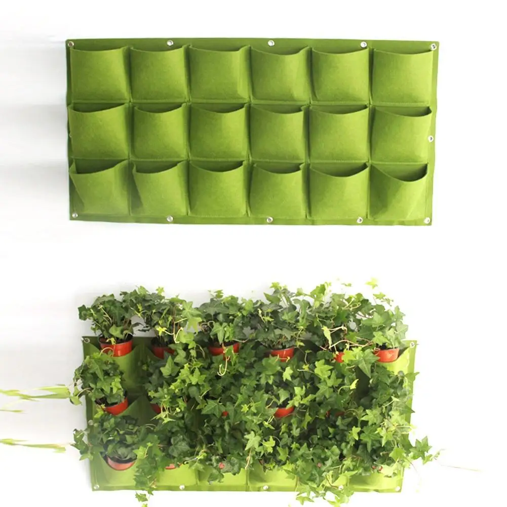 

Adeeing 18 Pockets Wall-mounted Planter Bag With Flat Bottom Stereoscopic Flowerpot Wall Decoration