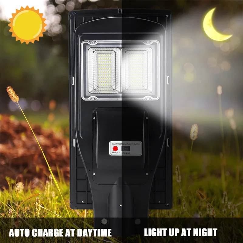 

Solar Street Wall Lamp 70W 120Leds Light+Radar Sensing+Remote Control Solar Light Waterproof For Home Garden Fence Outdoor