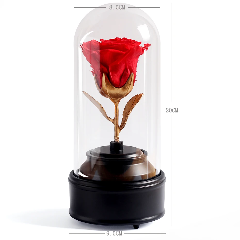 Красавица и Чудовище вечная роза в стекле с вращающейся музыкальной шкатулкой Бесконтактный Цветок День Святого Валентина подарок на день рождения для подруги