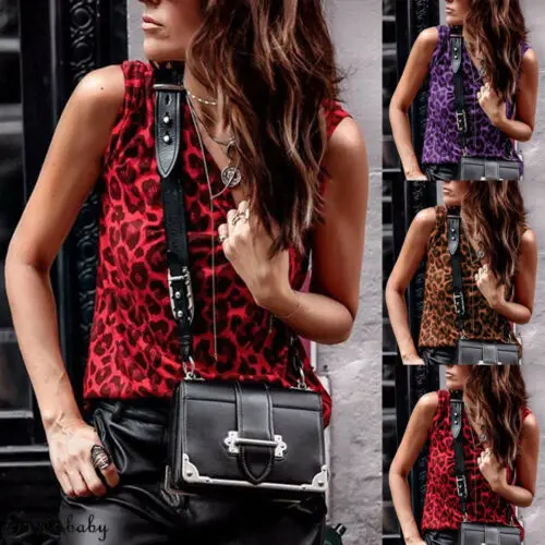 2019 New Fashionable Women Summer Vest Tops Ladies Popular Leopard Print Sleeveless Casual Tank |