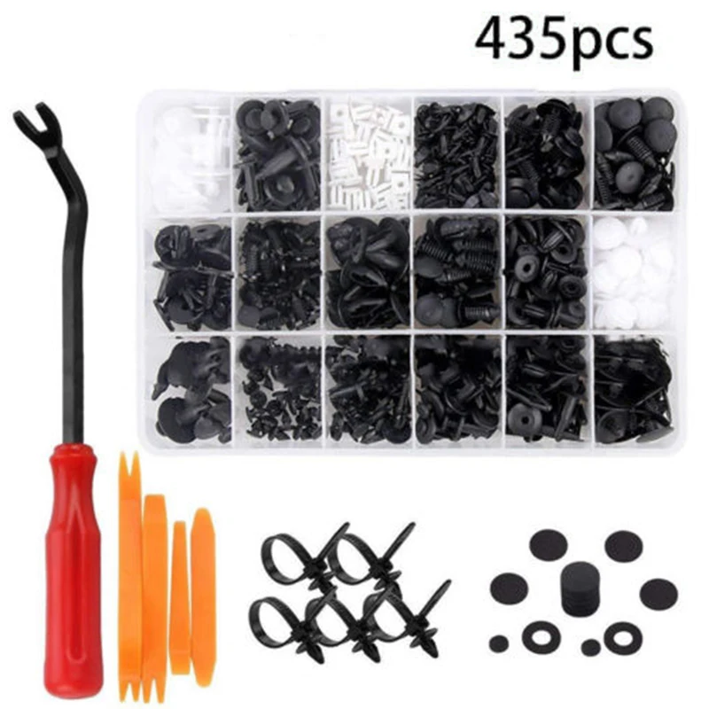 

435pcs/Set Car Plastic Retainer Clips Fasteners Kit Auto Push Pin Rivets Door Trim Panel Clips For Ford For 6mm to 10mm Car