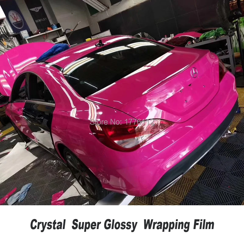 

Gloss Rose Red Vinyl Glossy Crystal Car Wrap Film With Air Bubble Free For High-end car Body Wrapping Covering Foil Brightest