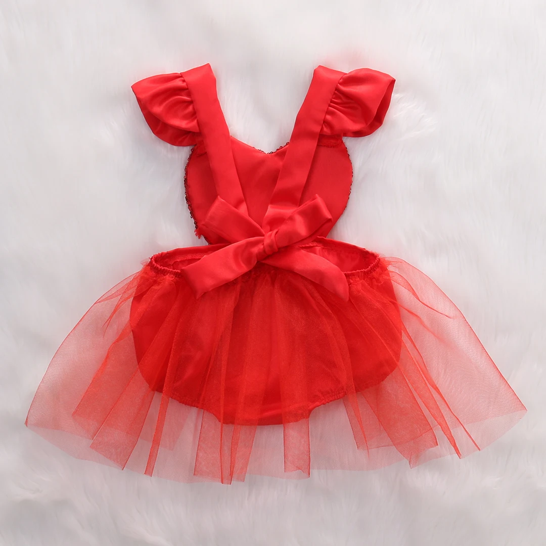 Baby Girl I Have the Best Mom Heart Romper Sequins Tutu Dress Outfits Clothes
