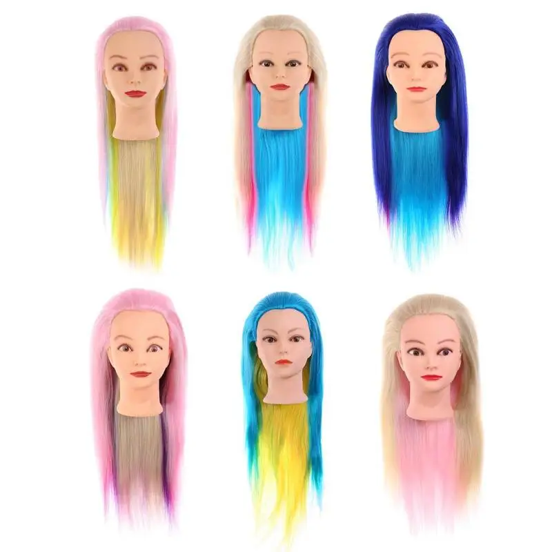 

Professional Silicone Hairdressing Training Practice Long Wig Head Model Barber Accessories Hairdressing Supplies Training Head