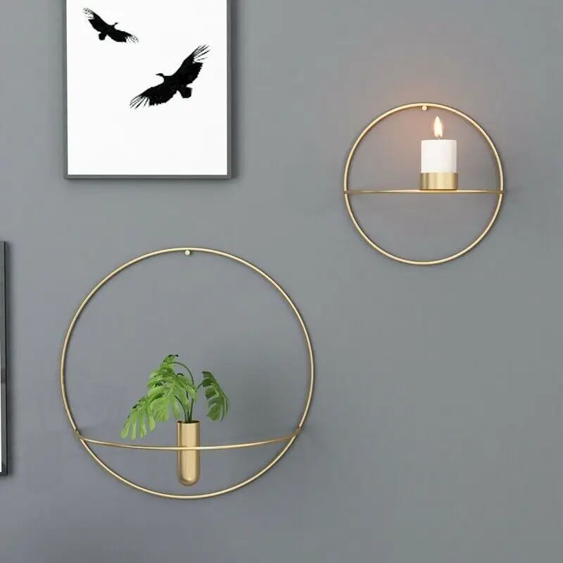 

Nordic Style Home Decor 3D Geometric Candlestick Metal Wall Candle Holder Sconce Candlestick Wall Decoration