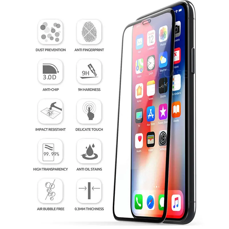 2PCS SUPCASE For iPhone XR 6.1&quot Anti Scratch Premium 3D Curved Edge Impact Tempered Glass Screen Protector With Guide Frame|Защитные