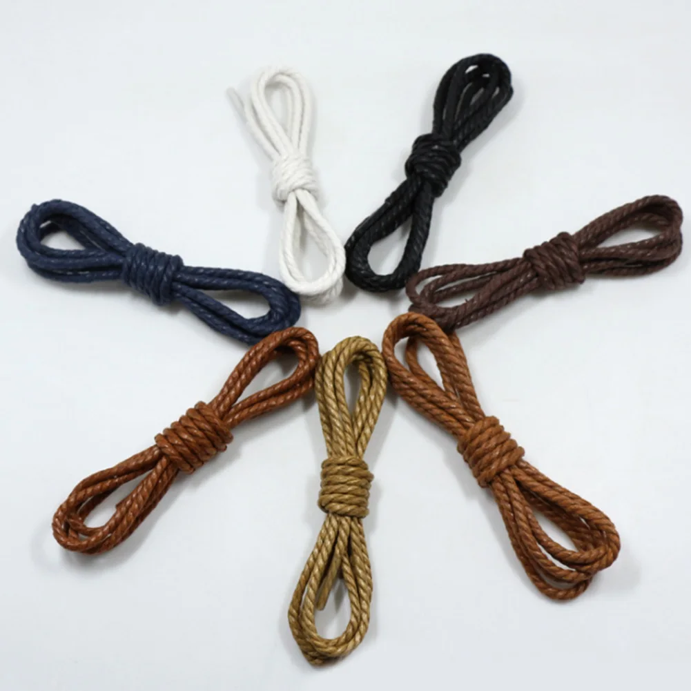

Waxing Three Strands Casual Shoelace Round Beanie Shoes Lace Martin Boots Laces 120cm