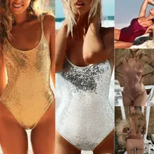 Трендовое Сексуальное Женское бикини, сдельный купальник, женский купальник, монокини, бандаж, блестящий комплект бикини, пуш-ап, купальники, пляжные костюмы