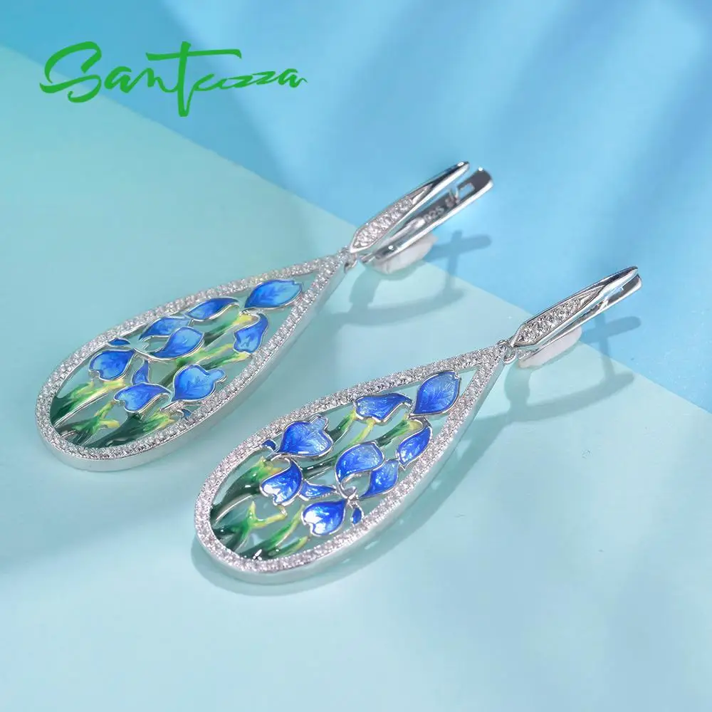Женские серебряные сережки подвески SANTUZZA из серебра 925 пробы с блестящим