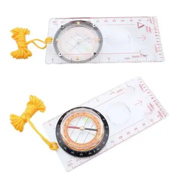 

Camping Compass Ruler Magnifier Multifunction Pointer Compasses Hiking Protractor For Mapping Plotting With Neck Lanyard Rope