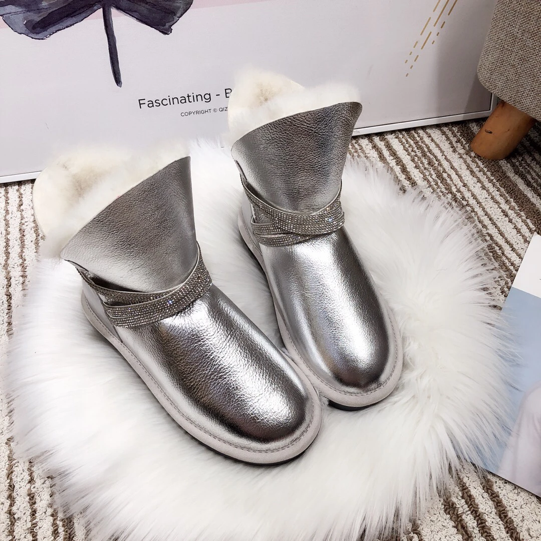 

LUKLUKS sheepskin waterproof leather blink fashion winter woman boots