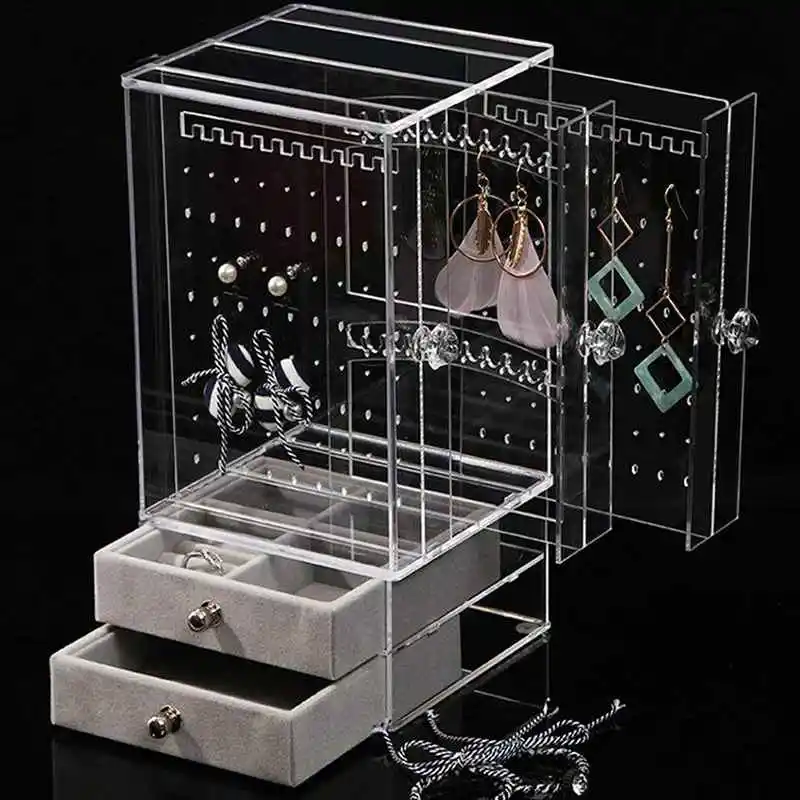 

Jewelry Box For Women Jewelry Organizer Necklace Earrings & Bracelet Hanger Acrylic Display Storage Case Decor Gifts For Girls