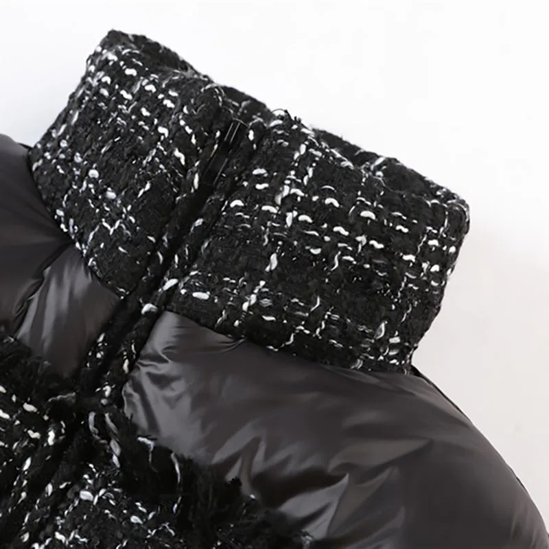 Épais 2019 Chaud Coton Éclair Manteau Black Noir Fermeture Montant Longues Col Imprimer Printemps Modèle Poches Rembourré eam Manches Couleur À Ld946 gqCwdgZ6
