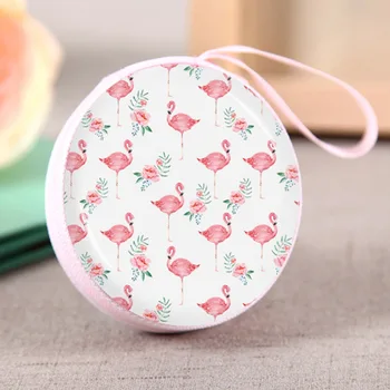 

New Pink Sweet Flamingo Printed Round Small Coin Purses Women Children Mini Wallet Coin Box Storage Carrying Zipper Earphone Bag