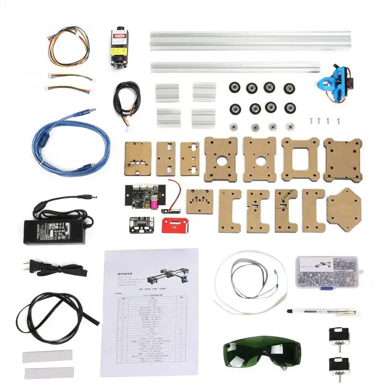 2 оси DIY CNC координатный плоттер ручка чертежная машина Робот с 5 W лазером 100