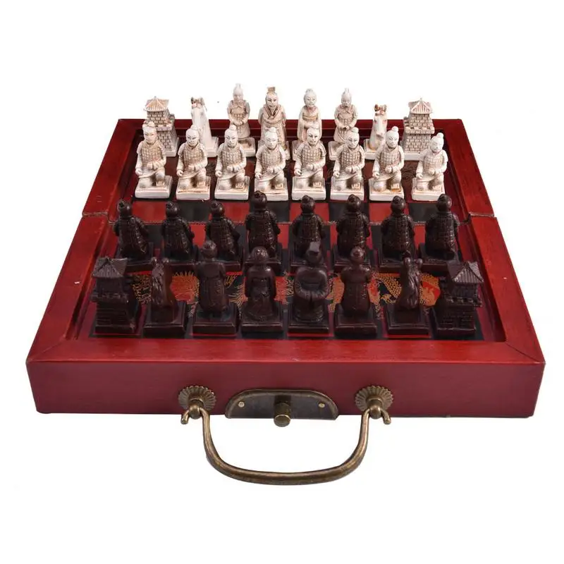 Retro Small Chess Set Ming And Qing Dynasty Chinese Retro Terracotta Warriors Chess