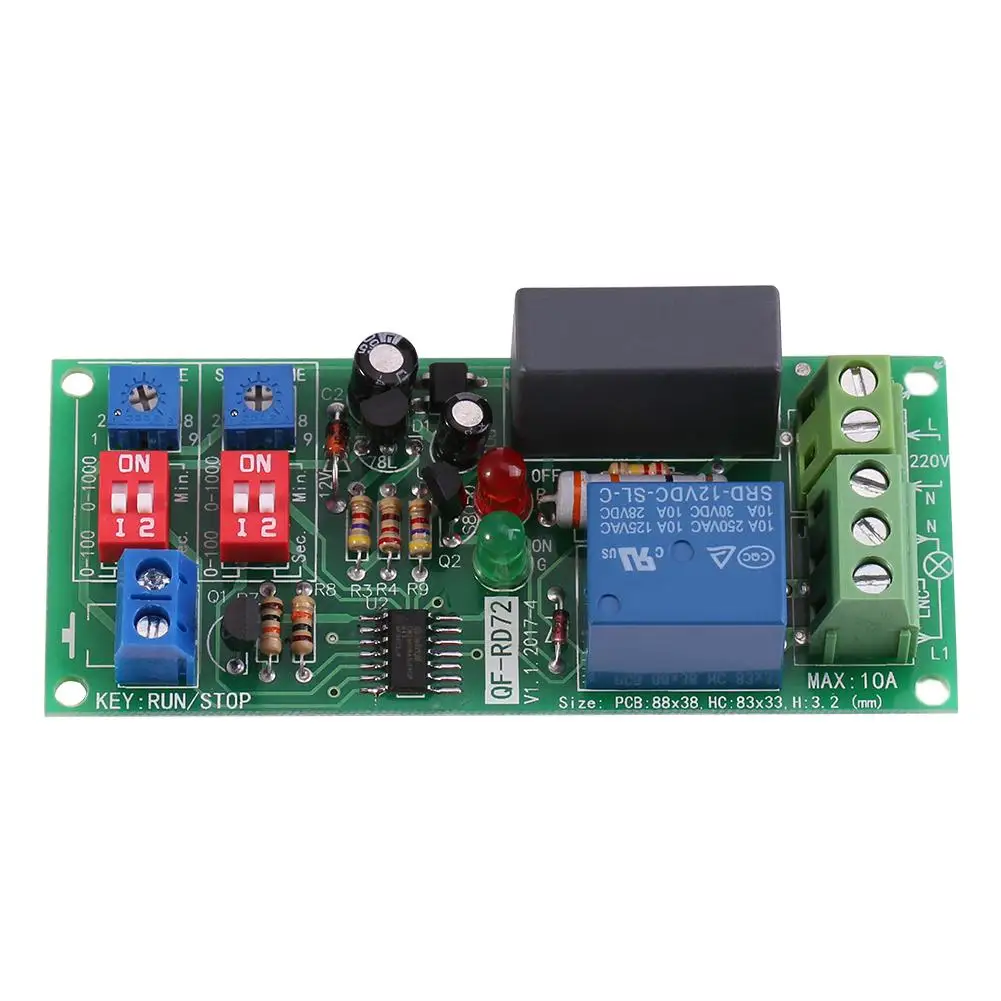 

100V-250V On/Off Timer Relay Switch Module AC Cycle Timer Relay Module Timer Switch Module Adjustable Infinite Delay
