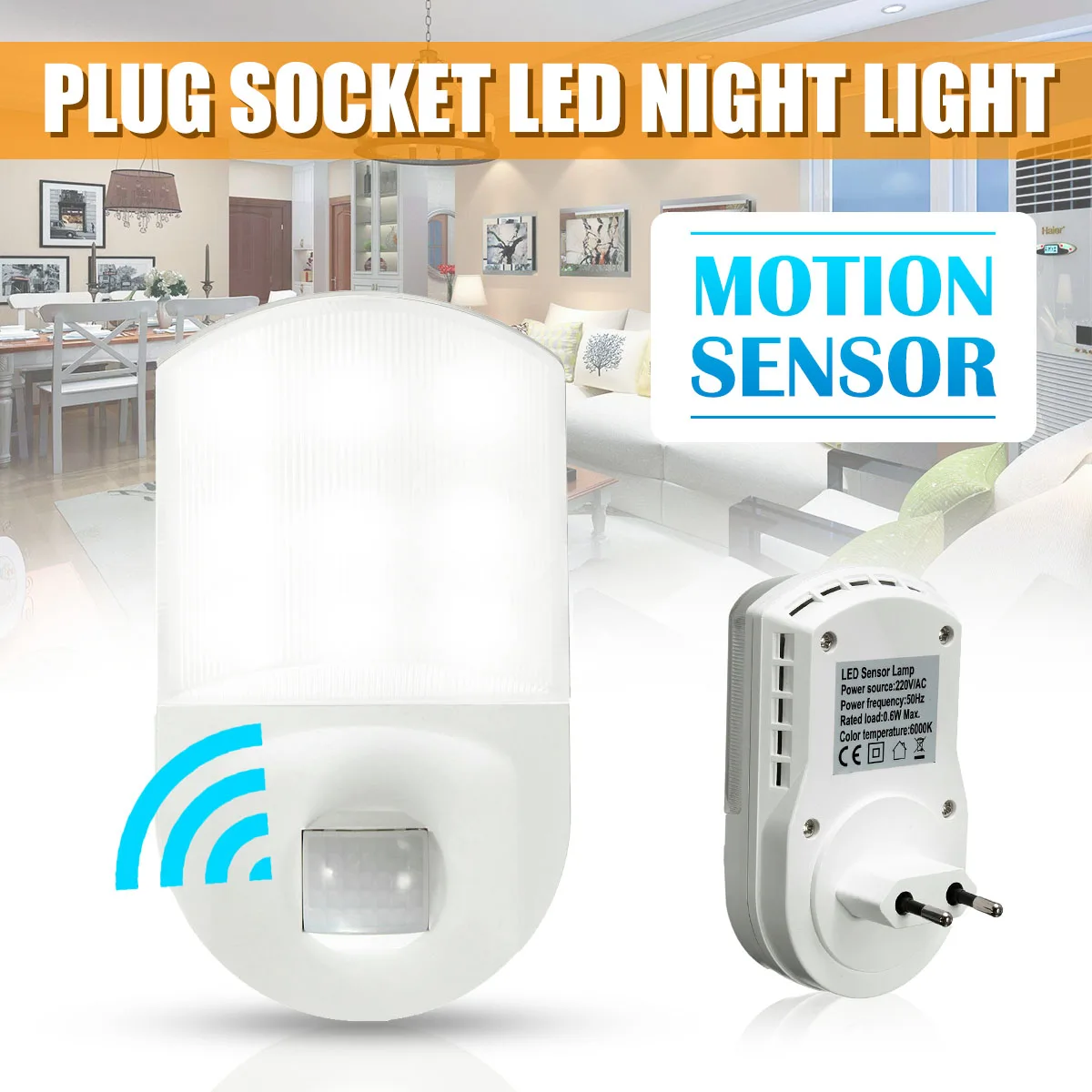 

Infrared 9 LED Night Light Socket Human Body Motion Sensor Lamp Hallway Bedroom AC 220V