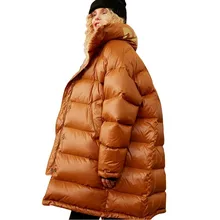 Winter down Long jacket Station collar brown Thick 90% White duck down Coat Women Winter Parkas Loose Warm Bread Outwear PJ336 цена Winter down Long jacket Station collar brown Thick 90% White duck down Coat Women Winter Parkas Loose Warm Bread Outwear PJ336 цены онлайн