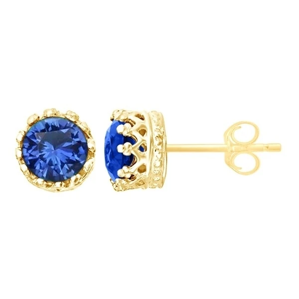 1.68 Ct Round Cut Sapphire 18K Yellow Gold Over Sterling Silver Stud Earrings | Украшения и аксессуары