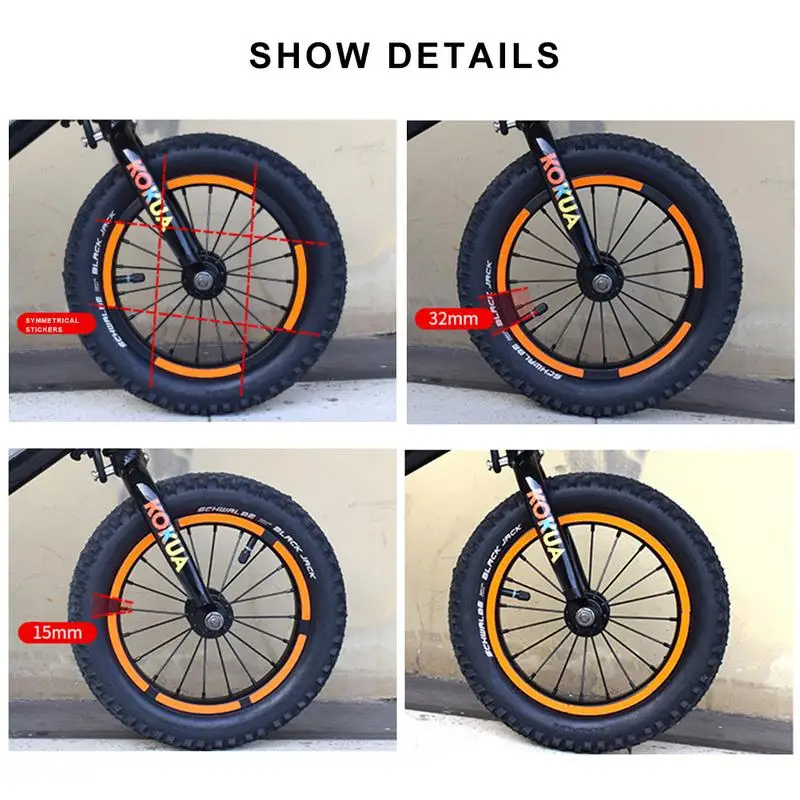 Bike Stickers Decals Reflective Strip Bicycle Tape Sticker Wheel Reflector Accessories Children Balance Bike Safety Strips