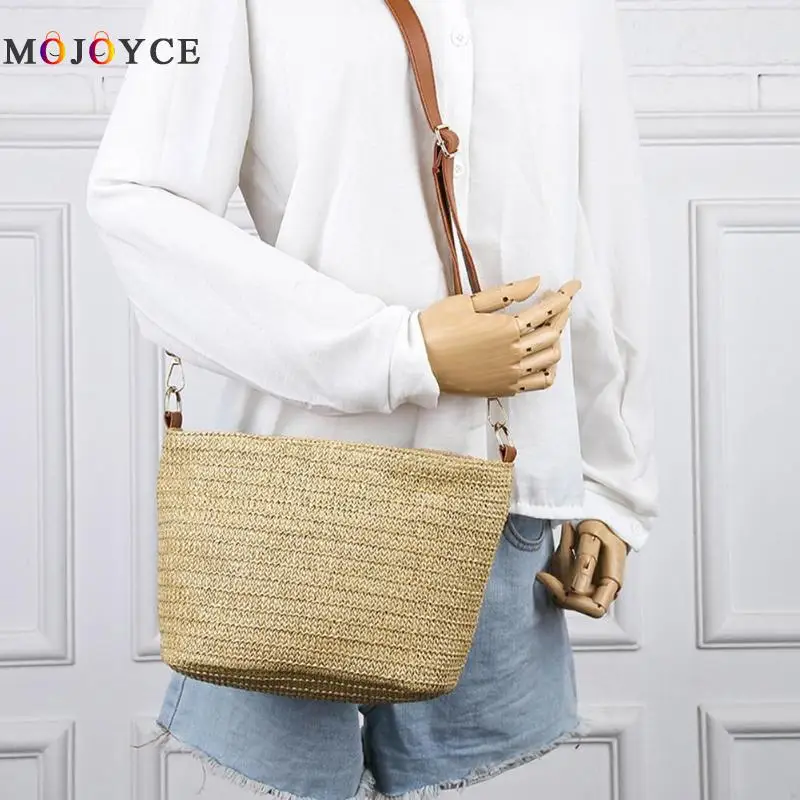 المرأة الصيف الشاطئ القش حقيبة كتف البوهيمي الروطان دلو Crossbody حقائب للنساء المرأة الصيف الشاطئ القش حقيبة كتف البوهيمي الروطان دلو Crossbody حقائب للنساء