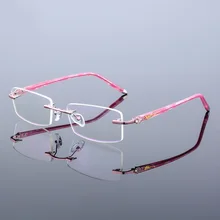 Модные женские квадратные очки, анти синий светильник, безрамные очки, оптическая оправа для очков, очки для близорукости по рецепту