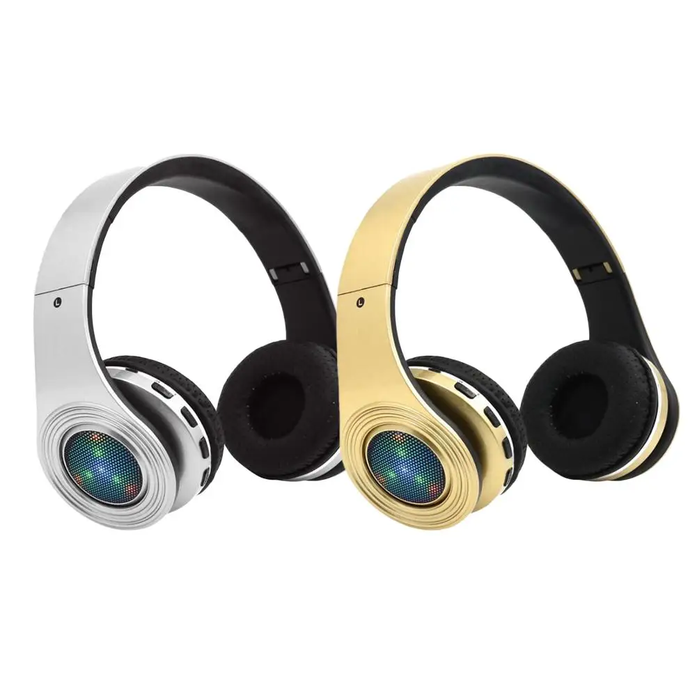 

Head-mounted Wireless Dual-use Design Headphones LED Light Folding Portable Stereo Noise Cancellation With Microphone Headset