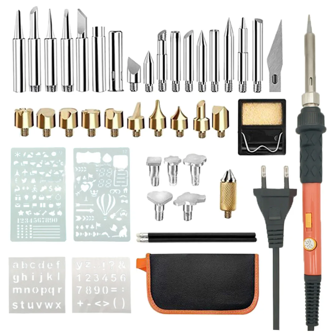 

44Pcs New Wood Burning Tips Temperature Adjustable Wood Burning Burner Kit Soldering Iron Pen Set