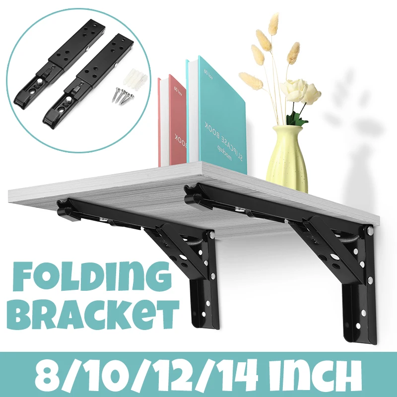 

Adjustable 2PCS Black Triangle Folding Angle Bracket Heavy Support Wall Mounted For Bench Table Shelf Bracket Furniture Hardware